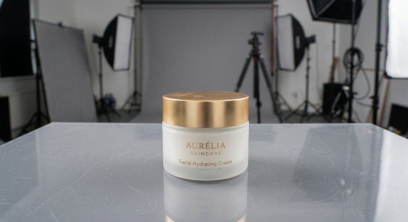 Cosmetic jar before editing, original shot with background