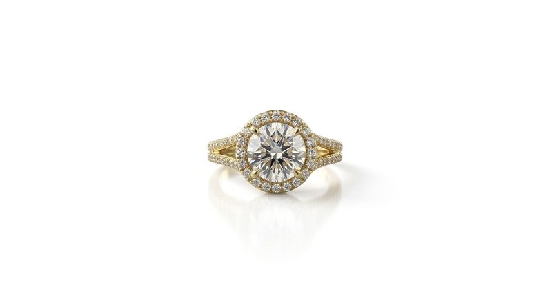 Diamond ring after hand-traced clipping path, facets and prongs kept crisp